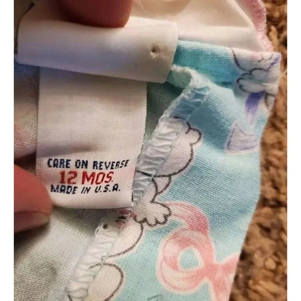 Vintage Osh Kosh Dress Girls 12 Month‎ Mint Blue Bunny Bow All Over USA Easter